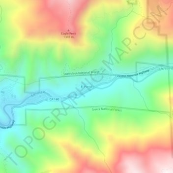 Mappa topografica El Portal, altitudine, rilievo