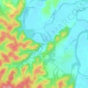Mappa topografica Hoene Spring, altitudine, rilievo
