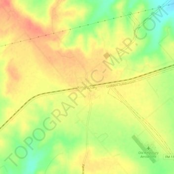 Mappa topografica Kingsbury, altitudine, rilievo