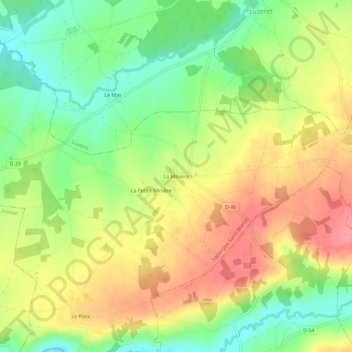 Mappa topografica La Minière, altitudine, rilievo