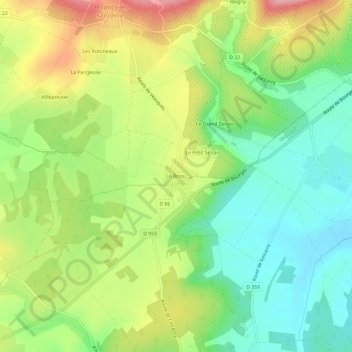 Mappa topografica Le Briou, altitudine, rilievo