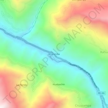 Mappa topografica Acobamba, altitudine, rilievo