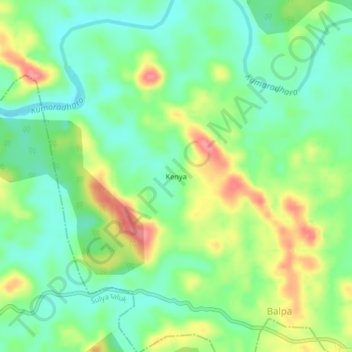 Mappa topografica Kenya, altitudine, rilievo