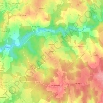 Mappa topografica Tramer, altitudine, rilievo