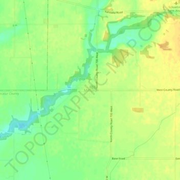 Mappa topografica Milford, altitudine, rilievo