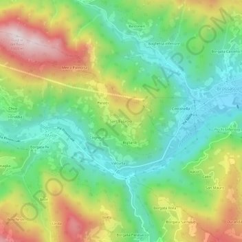 Mappa topografica Sant'Eusebio, altitudine, rilievo