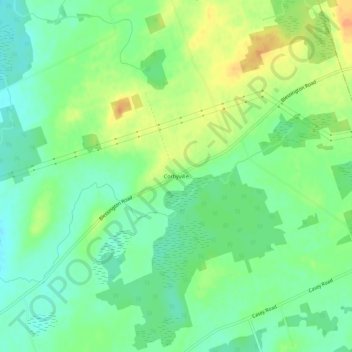 Mappa topografica Corbyville, altitudine, rilievo