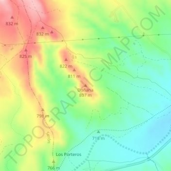 Mappa topografica Doñana, altitudine, rilievo