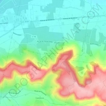 Mappa topografica Allez et Cazeneuve, altitudine, rilievo