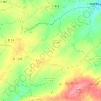 Mappa topografica La Roulandière, altitudine, rilievo