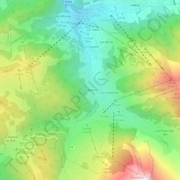 Mappa topografica Le Batieu, altitudine, rilievo