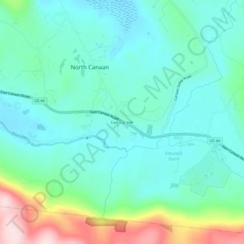 Mappa topografica East Canaan, altitudine, rilievo