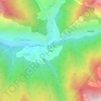 Mappa topografica Kalga, altitudine, rilievo