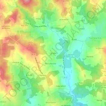 Mappa topografica L'Écurbie, altitudine, rilievo