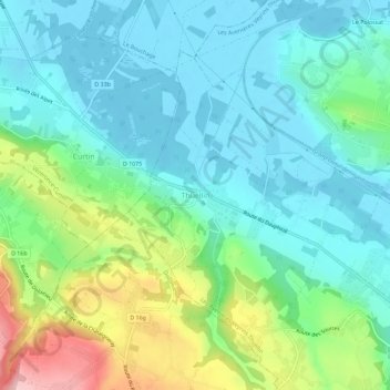 Mappa topografica Thuellin, altitudine, rilievo