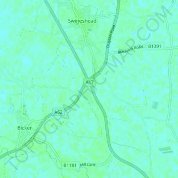 Mappa topografica Bicker Bar, altitudine, rilievo
