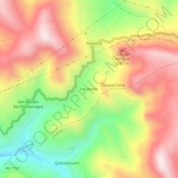 Mappa topografica Los Andes, altitudine, rilievo