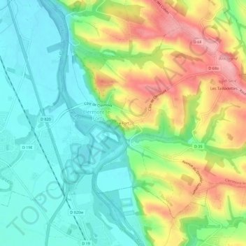 Mappa topografica Le Fort, altitudine, rilievo