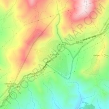 Mappa topografica El Cuartón, altitudine, rilievo