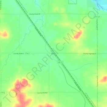 Mappa topografica Rodell, altitudine, rilievo