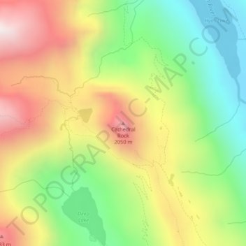 Mappa topografica Cathedral Rock, altitudine, rilievo