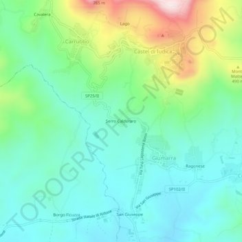 Mappa topografica Serro Calderaro, altitudine, rilievo