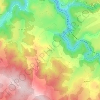 Mappa topografica Ligeac, altitudine, rilievo