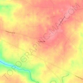 Mappa topografica Grove Oak, altitudine, rilievo