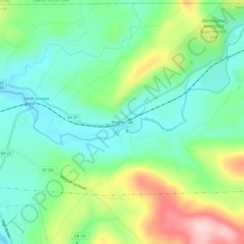 Mappa topografica Walloomsac, altitudine, rilievo