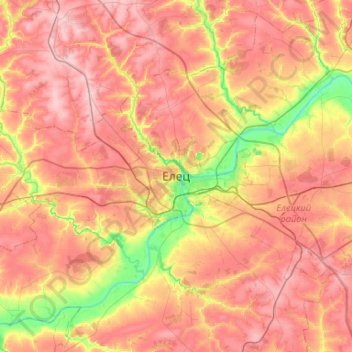 Mappa topografica Yelets, altitudine, rilievo