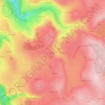 Mappa topografica La Gare, altitudine, rilievo