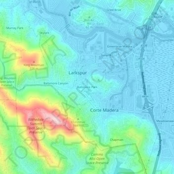 Mappa topografica Baltimore Park, altitudine, rilievo