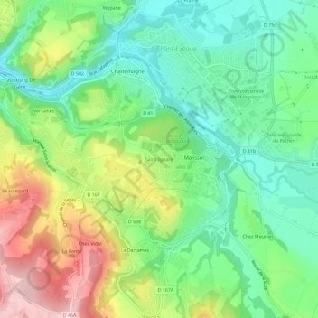 Mappa topografica Saint-Ignace, altitudine, rilievo