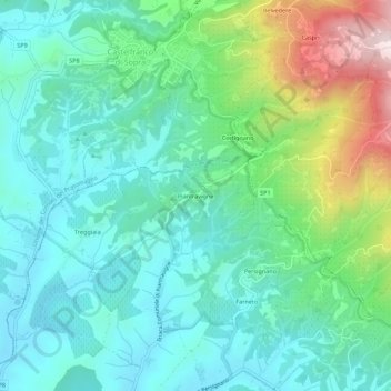 Mappa topografica Piantravigne, altitudine, rilievo