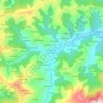 Mappa topografica San Julián, altitudine, rilievo