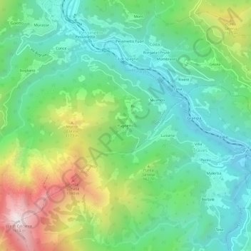 Mappa topografica Pugnetto, altitudine, rilievo
