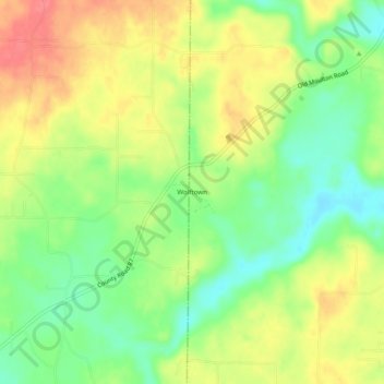 Mappa topografica Wolftown, altitudine, rilievo