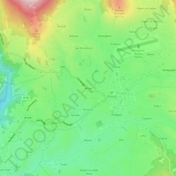 Mappa topografica Berga, altitudine, rilievo