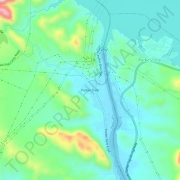 Mappa topografica Parker Dam, altitudine, rilievo