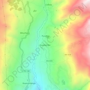 Mappa topografica Huaritambo, altitudine, rilievo