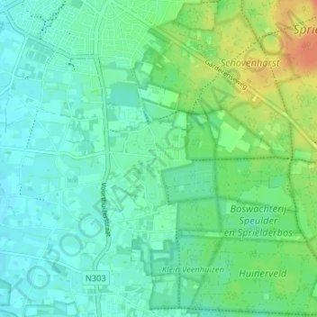 Mappa topografica Krachtighuizen, altitudine, rilievo
