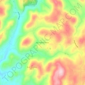 Mappa topografica Alta Sierra Ranches, altitudine, rilievo
