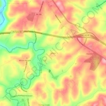 Mappa topografica Allison, altitudine, rilievo