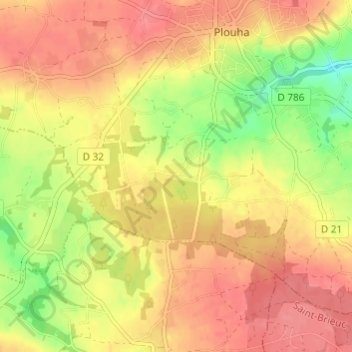 Mappa topografica Lizandré, altitudine, rilievo