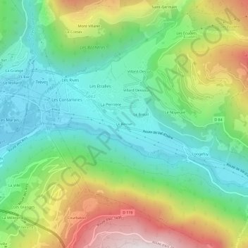 Mappa topografica Le Besset, altitudine, rilievo