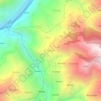 Mappa topografica Delath, altitudine, rilievo