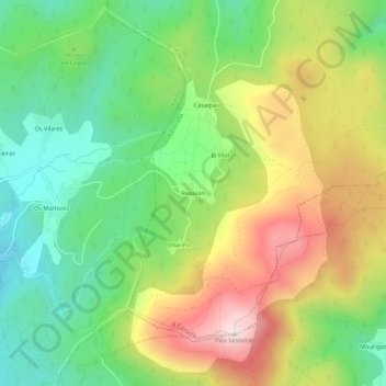 Mappa topografica Requián, altitudine, rilievo