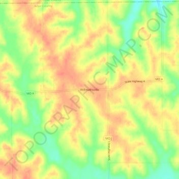 Mappa topografica Willmathsville, altitudine, rilievo