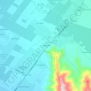 Mappa topografica La Primavera, altitudine, rilievo