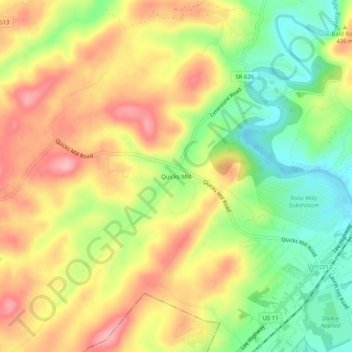 Mappa topografica Quicks Mill, altitudine, rilievo